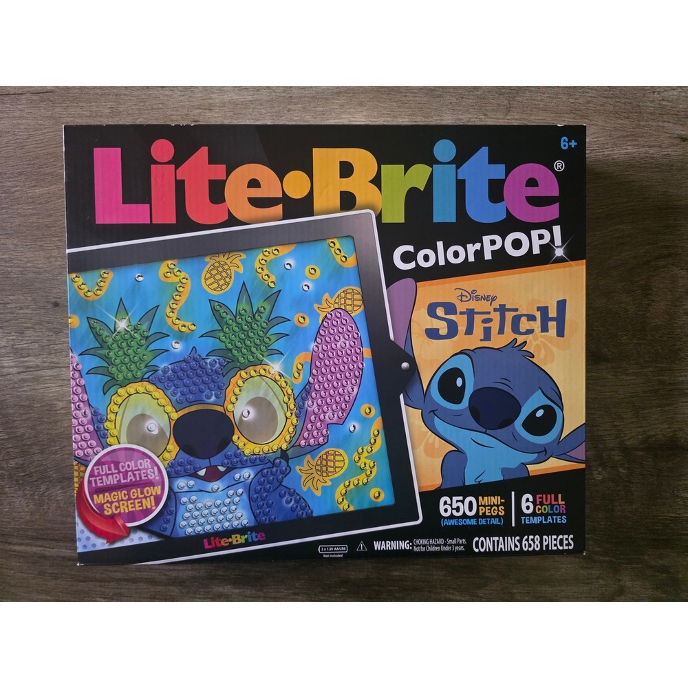 Lite-Brite ColorPOP Disney Stitch Light Up Art Kit 650 Mini Pegs 6 Templates NEW